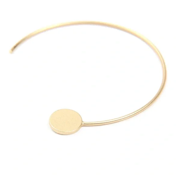 MATTE GOLD "C" HOOP DISC EARRINGS- 1.5 INCH WIRED - Picture 2 of 4